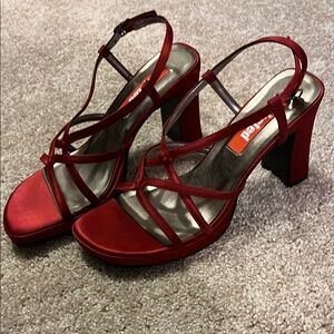 Red Strappy Heeled Sandals